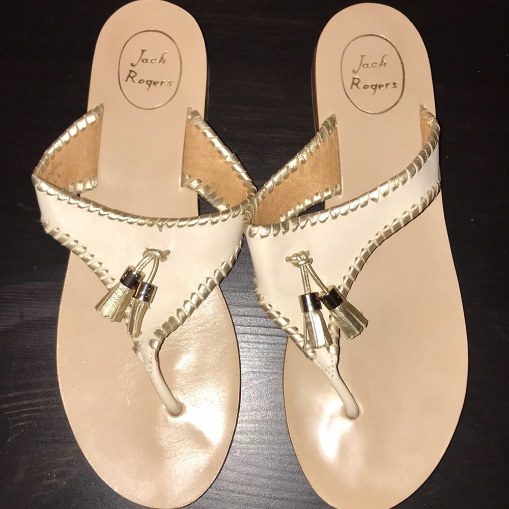 Jack Rogers size 10 nude gold trim sandals